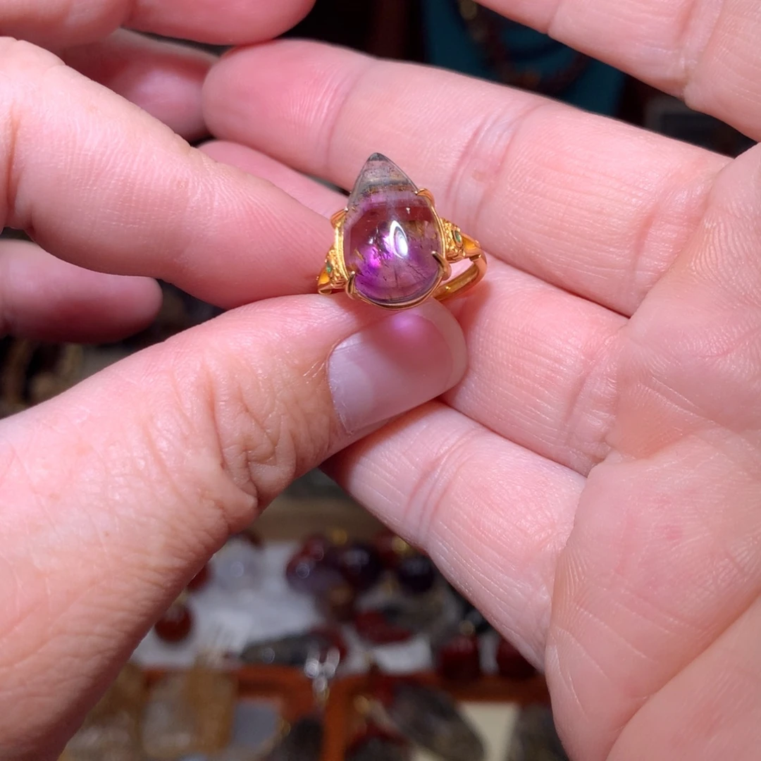 未镶嵌水晶珠宝半成品极光水滴戒指