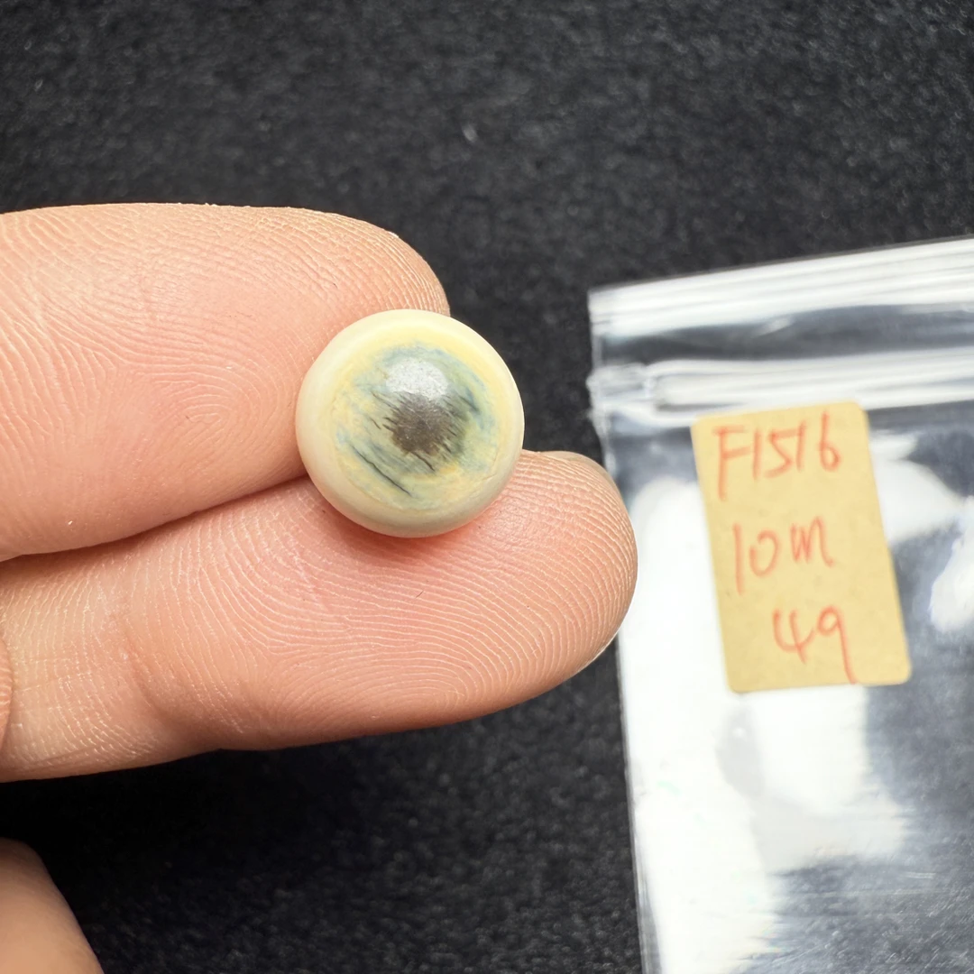 F1516猛犸象牙冰料蓝眼睛圆珠10mm