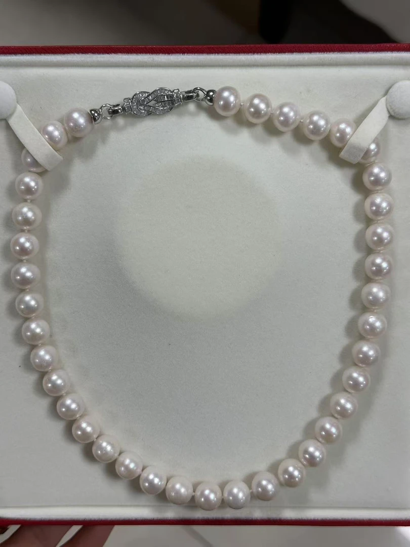 天然珍珠11-12mm无核大点位全珠项链正圆强光妈妈链时尚百搭