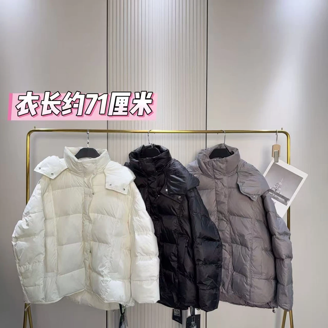 7152豆腐块连帽排扣双兜厚外套