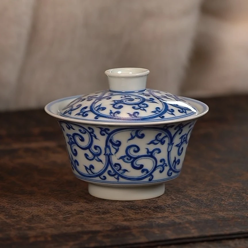 【品遗敬仁】聚澜堂仿明缠枝马蹄盖碗100cc 岩茶小盖碗