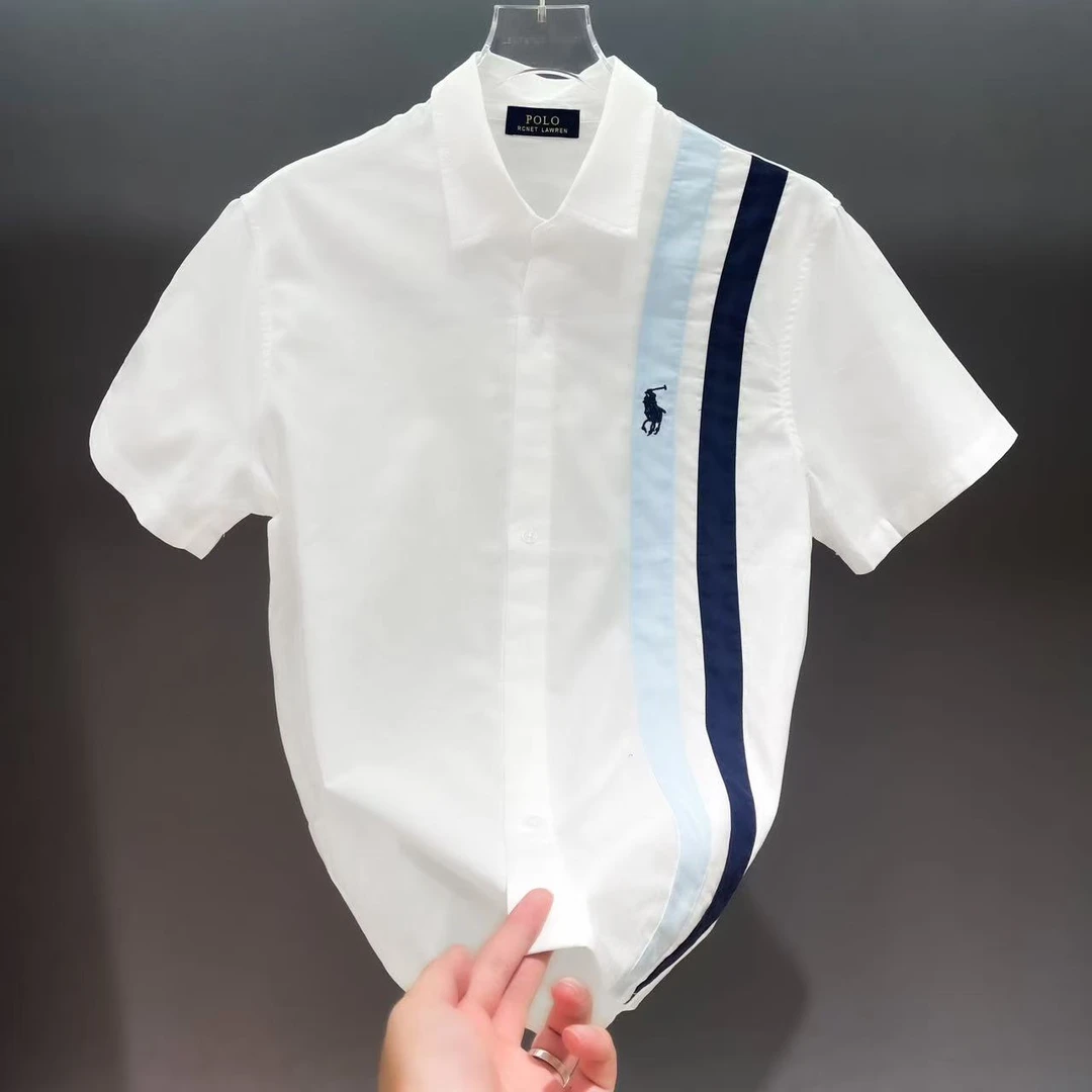 【Umi】新款亚麻纤维男女同款潮流拼接休闲时尚PoLo短袖P039