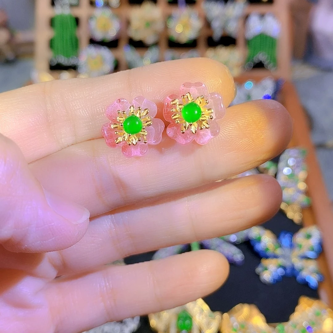 吊坠(不含链)银S925镶嵌翡翠