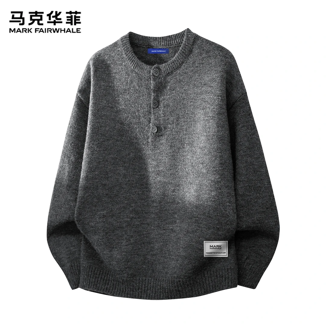 马克华菲高端亨利领毛衣男士2025秋冬季新款宽松慵懒风针织衫男款