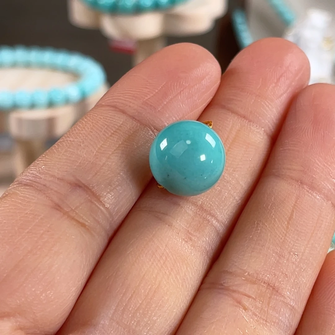 未镶嵌绿松石套链12mm玻璃瓷圆珠
