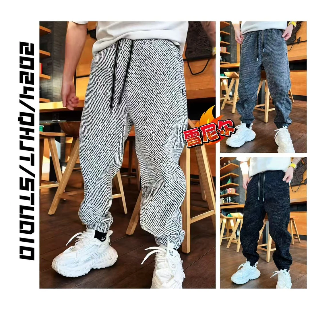 【唯创专属】简约斜纹雪尼尔颗粒绒休闲裤3748帅KKAG