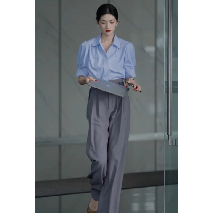 panii 「JIANG.Z定制」高腰系带显瘦休闲西装裤 23K0155