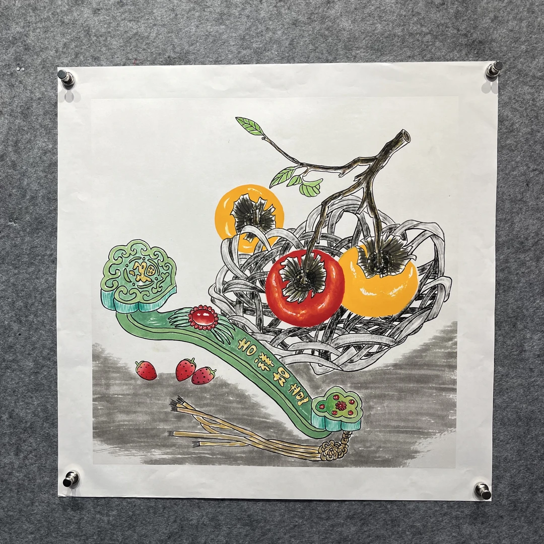 邵强亲笔手绘小画作【事事如意】80*80cm送礼盒收藏送礼作品