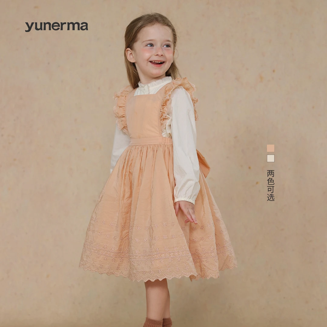 允儿妈女童法式气质镂空花边背心裙宝宝春夏洋气生日裙儿童连衣裙