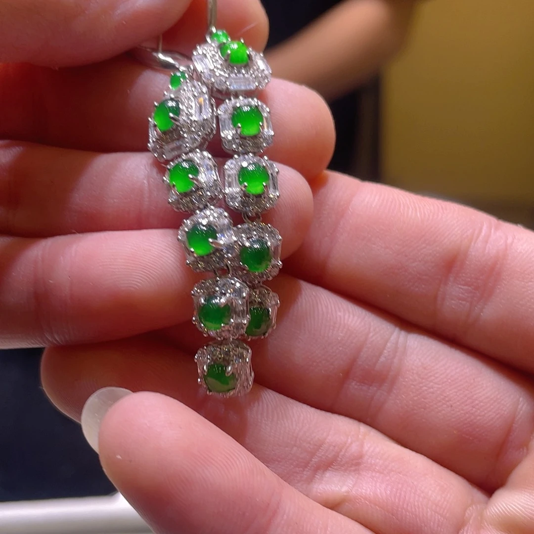 吊坠(不含链)银S925镶嵌翡翠