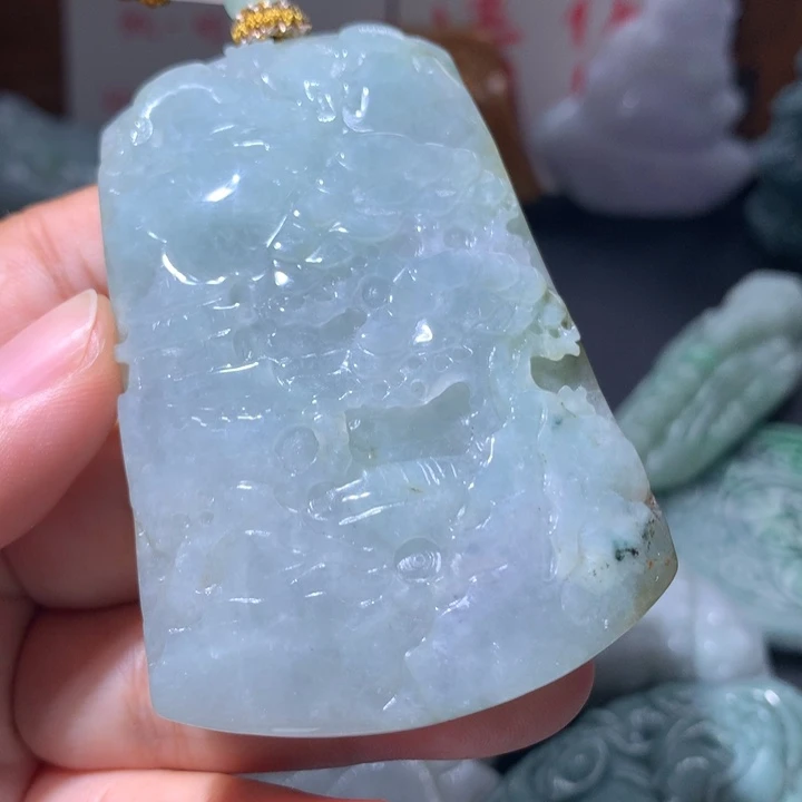 翡翠未镶嵌颈饰保真天然A货翡翠