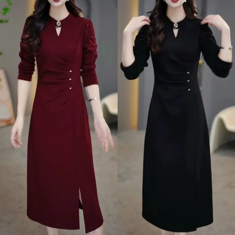 2025年新款时尚妈妈春秋连衣裙中老年女气质女装女士裙子