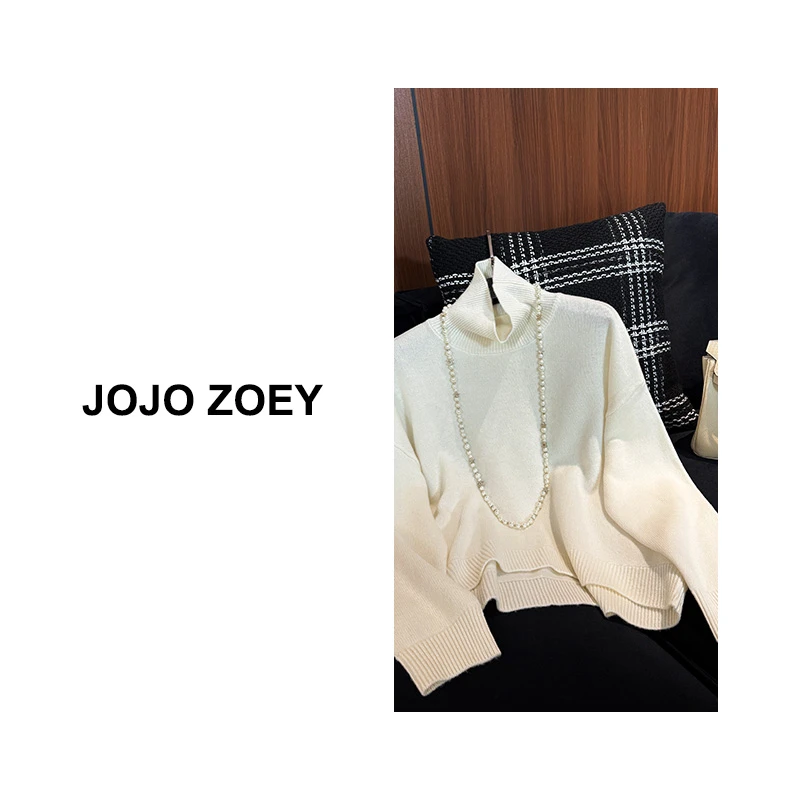 JOJO ZOEY【清仓NO退换】~高领厚款宽松打底针织衫女zz-2920