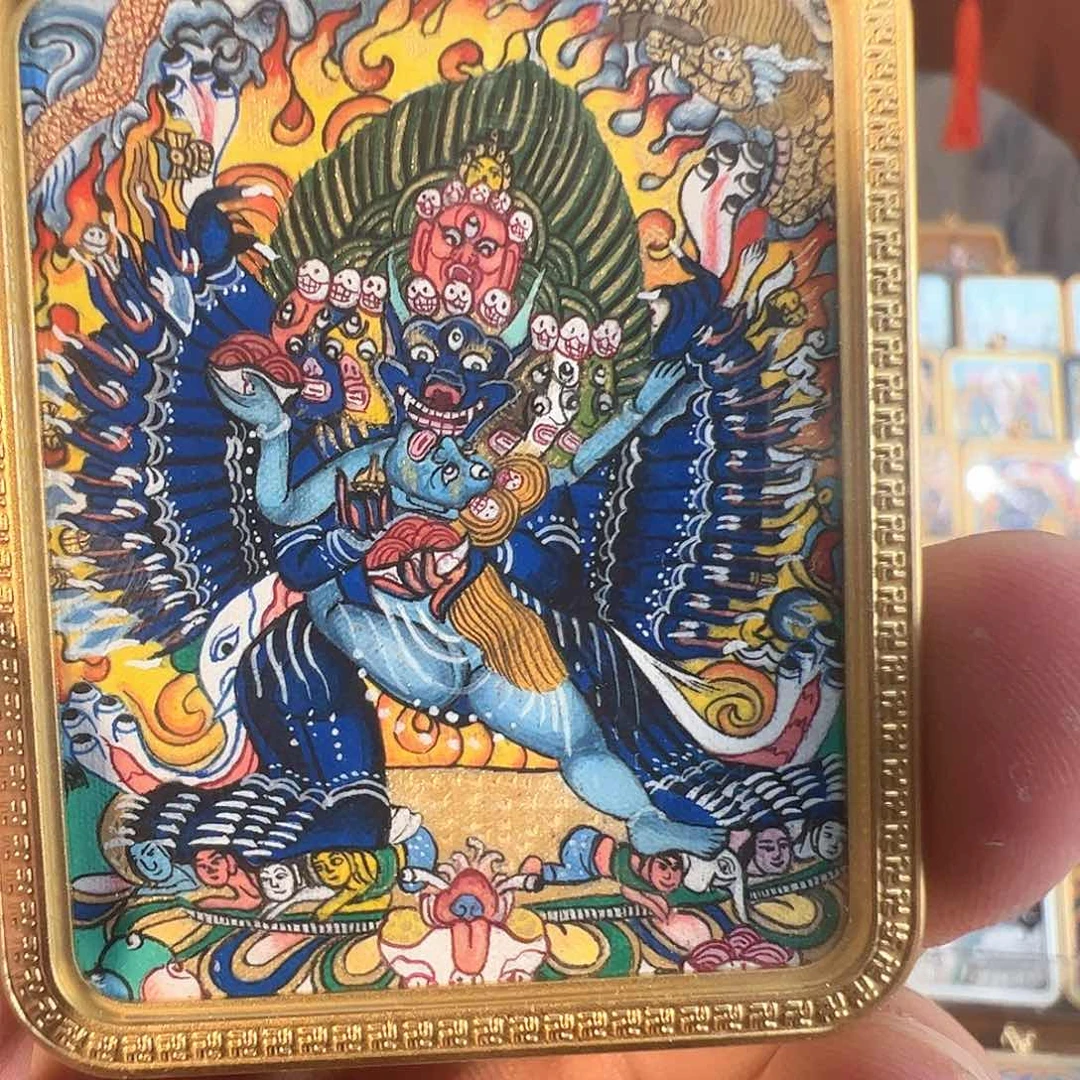 吊坠纯手绘唐卡大威德
