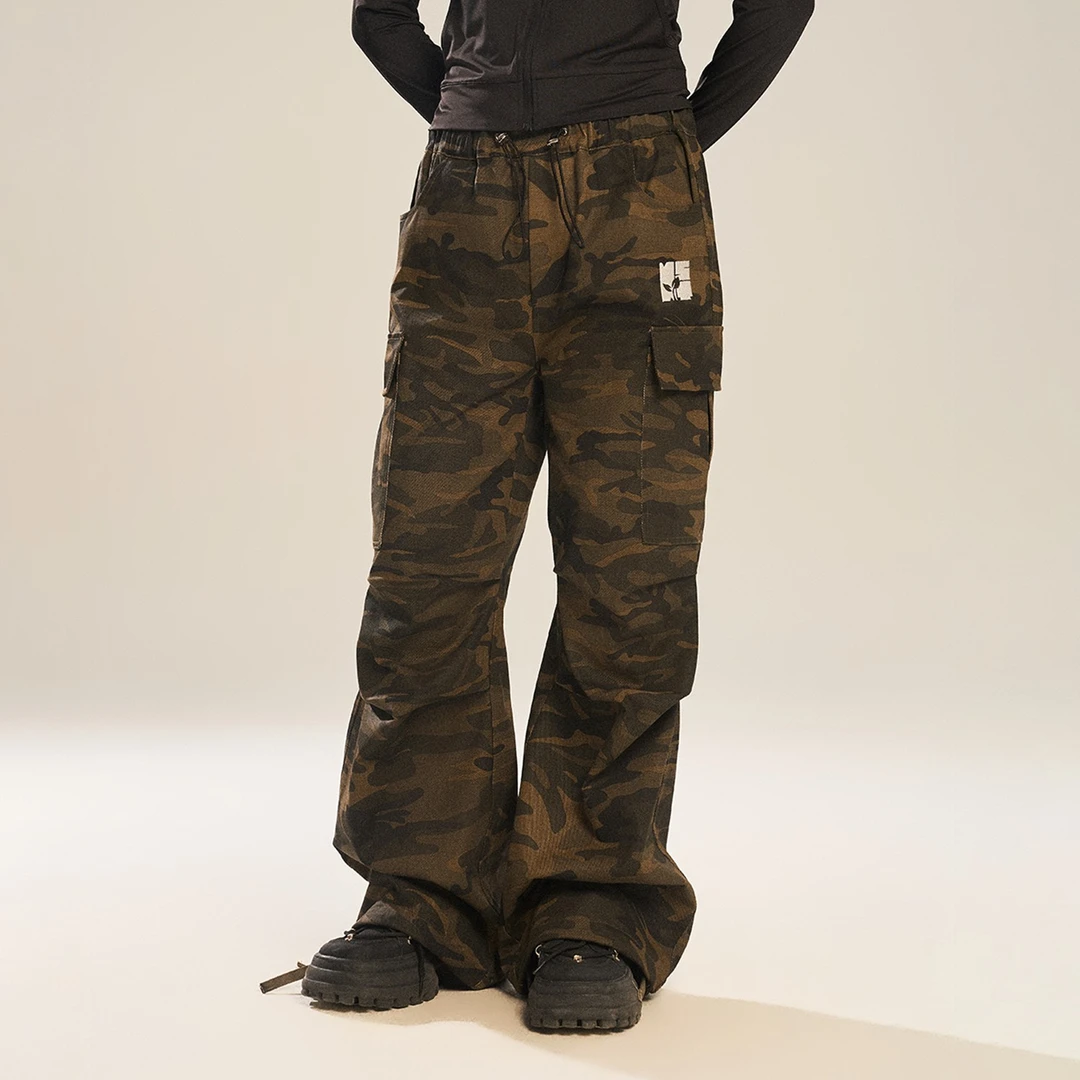 NSTNEW START发芽计划美式复古潮牌宽松直筒迷彩工装休闲长裤