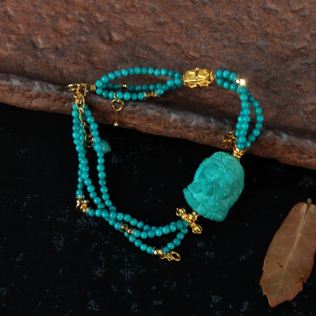 霖泽|绿松石象神18k金手链0927