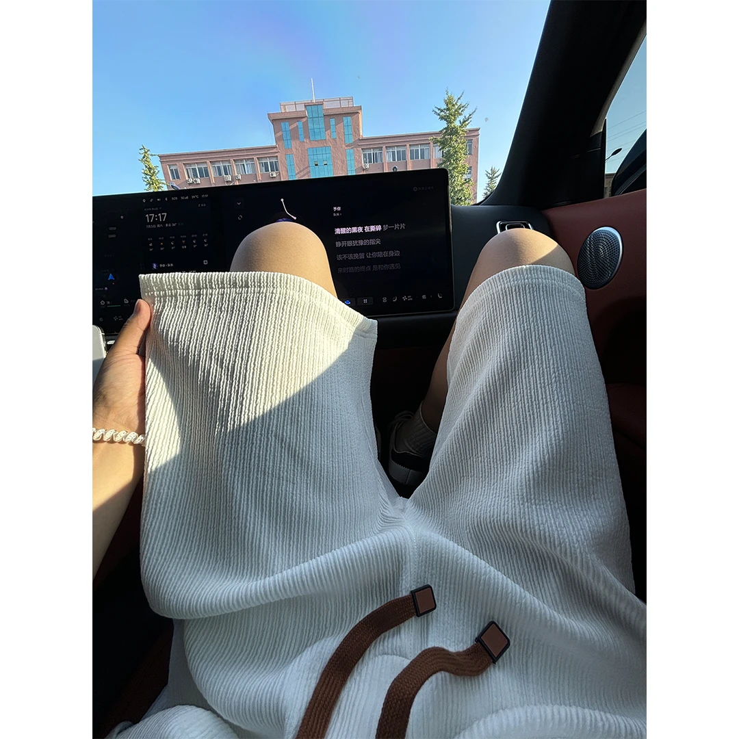 肌理冰丝休闲短裤男夏季薄款美式运动裤子cleanfit宽松情侣五分裤