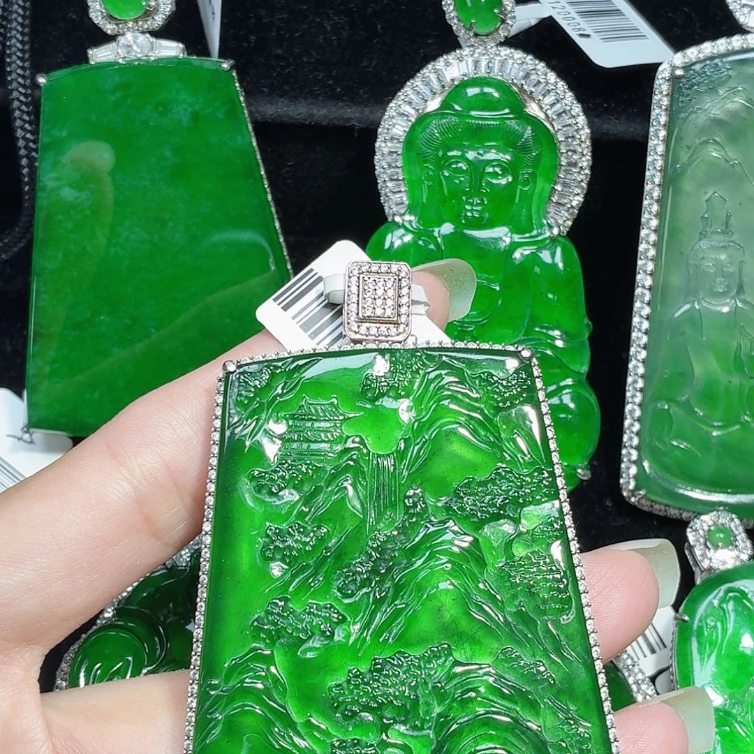 翡翠银S925镶嵌颈饰11