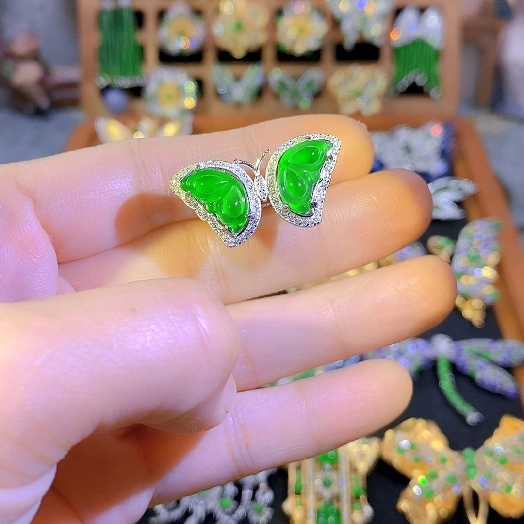 吊坠(不含链)银S925镶嵌翡翠