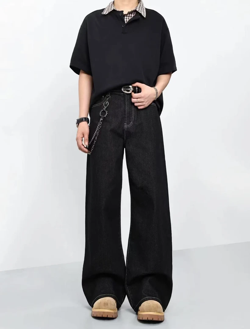 ACOK脱浆原牛赛络纺2021M版型原色直筒牛仔裤百搭不褪色