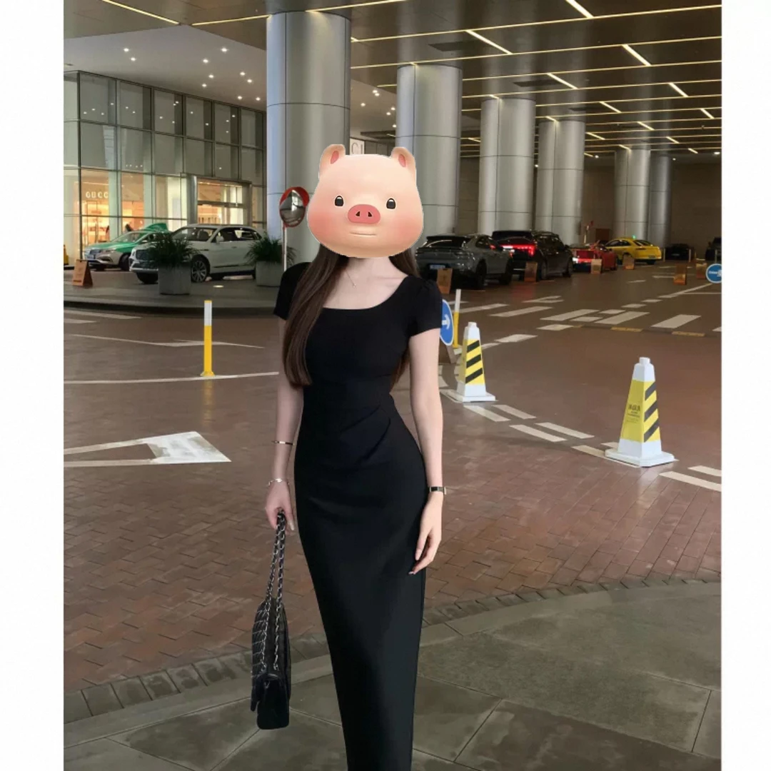 法式纯欲风辣妹性感夏季新款吊带连衣裙女修身显瘦包臀长裙3219#