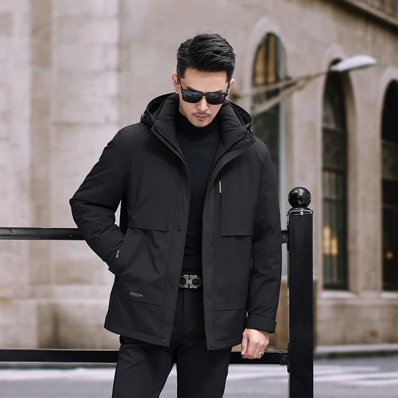 【24年冬季加厚保暖鹅绒脱卸外套】冬季新款休闲羽绒服外套男装