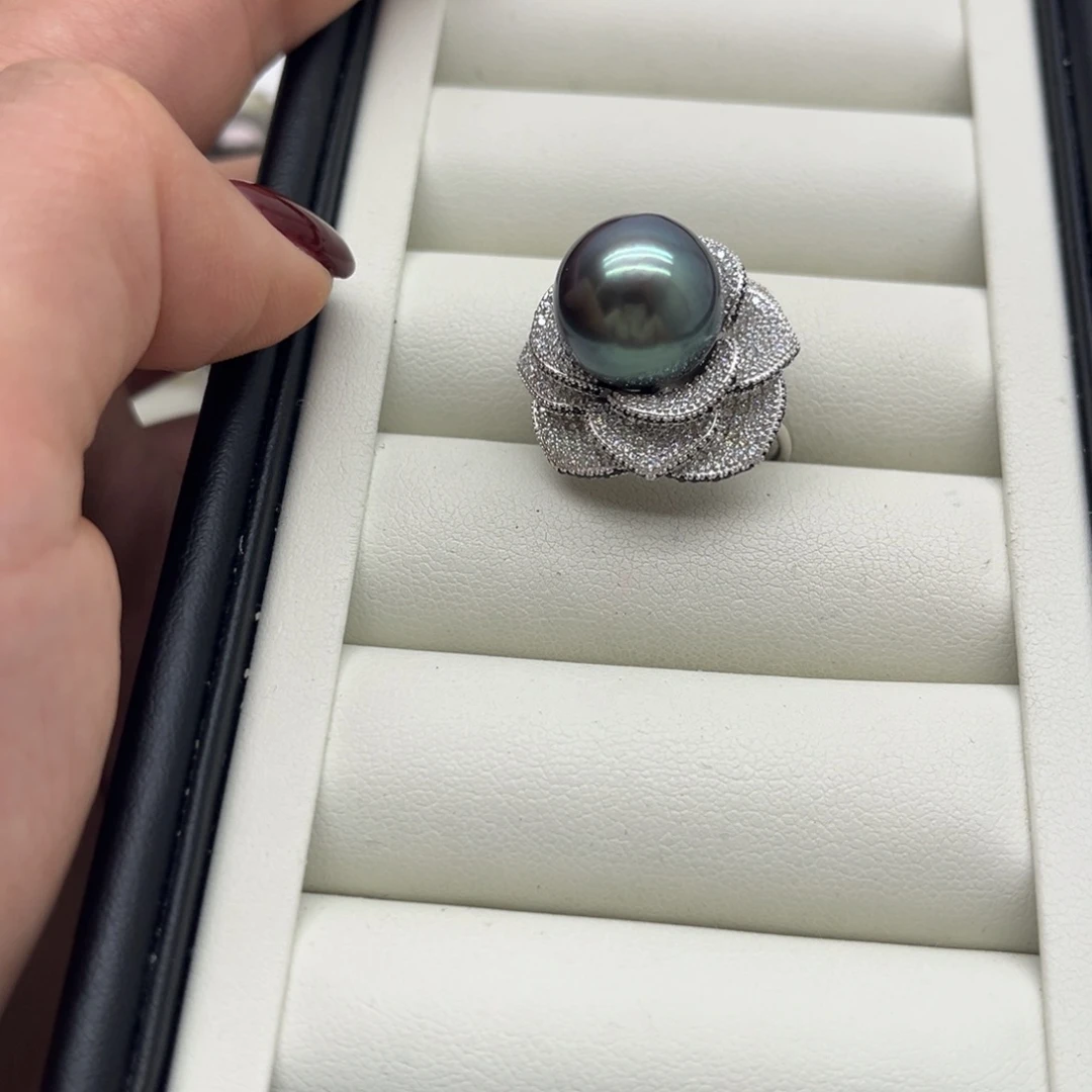 戒指海水珍珠银S925镶嵌