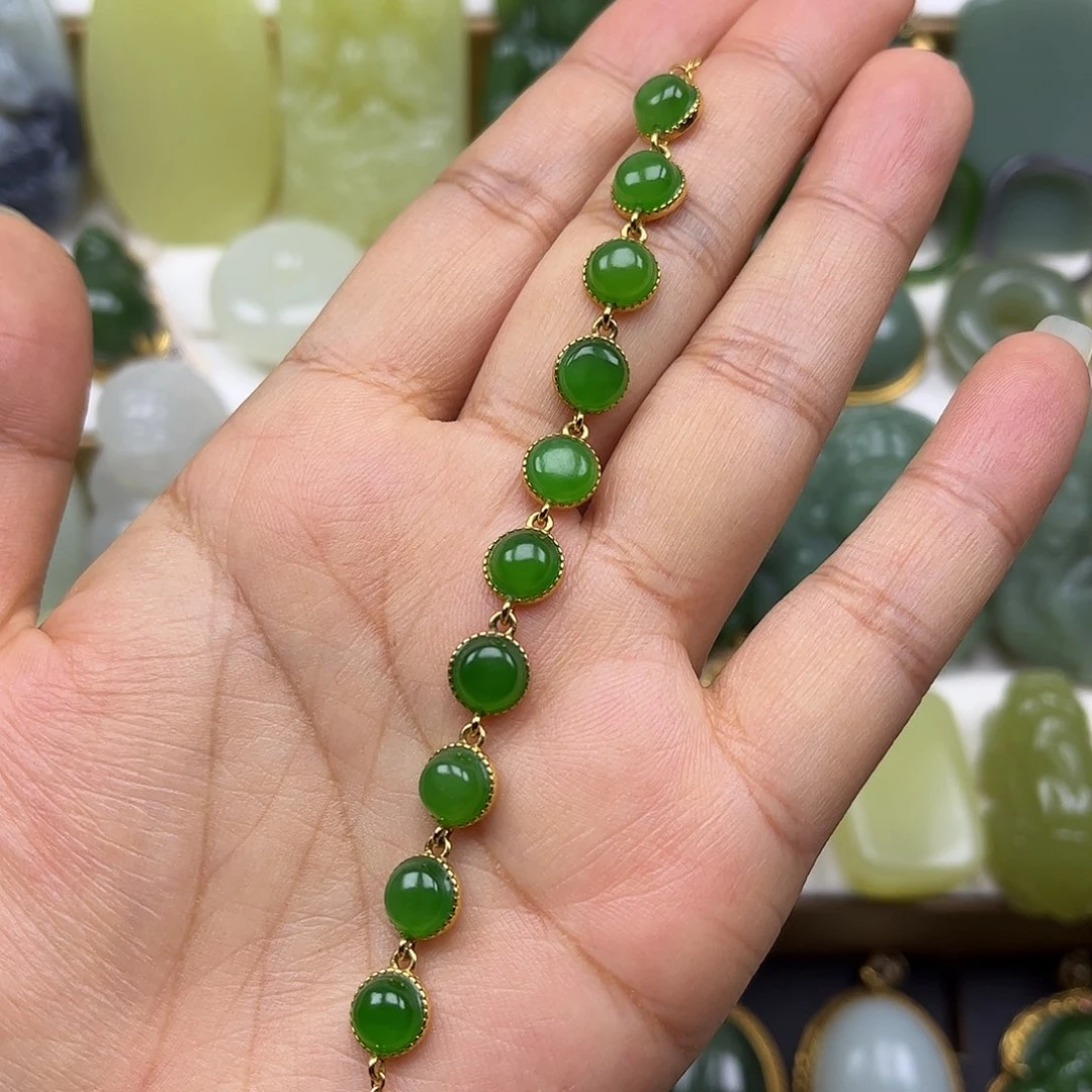 和田玉银S925镶嵌手链