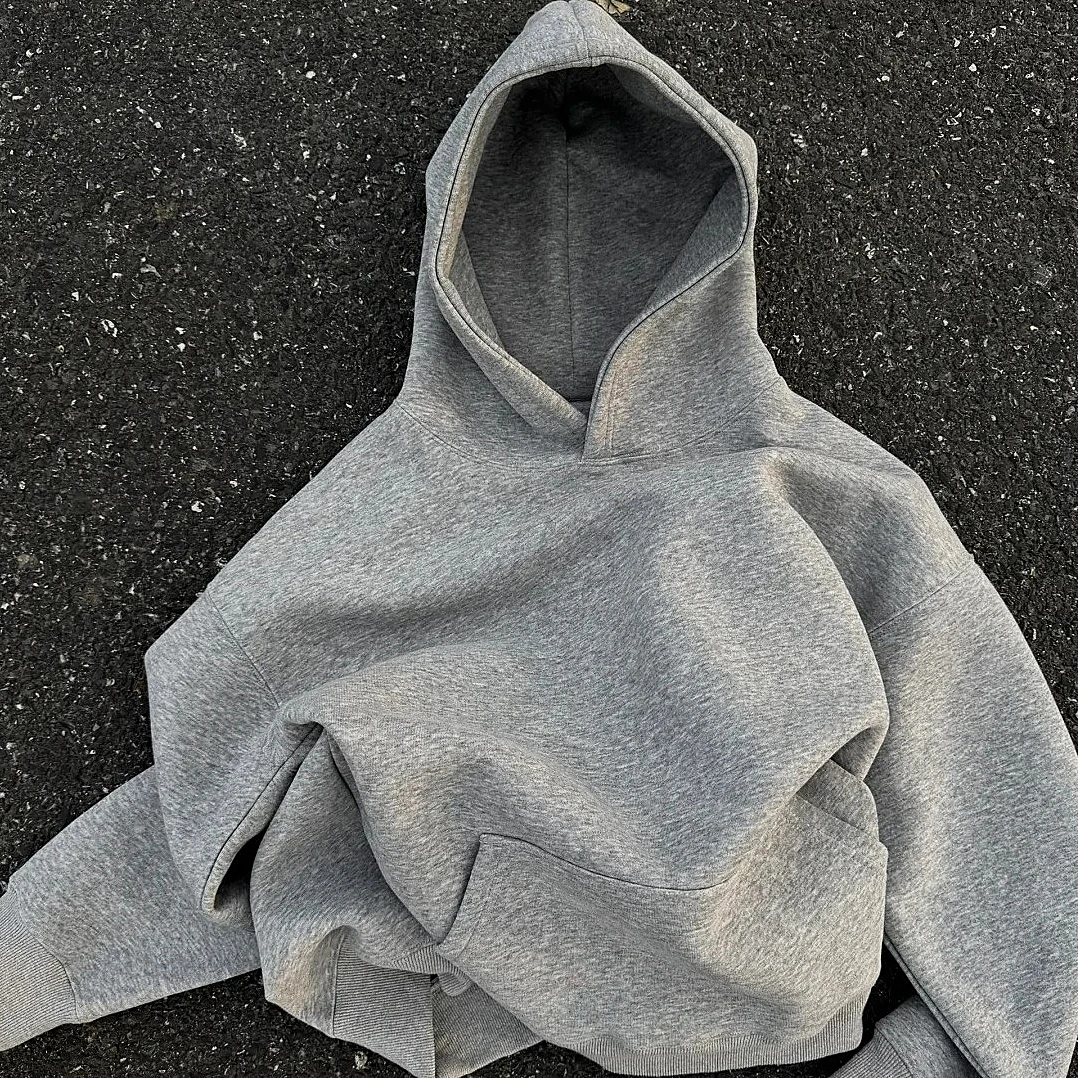 美式街头 重磅800G 连帽卫衣男 秋冬季 加绒加厚宽松硬挺痞帅纯棉