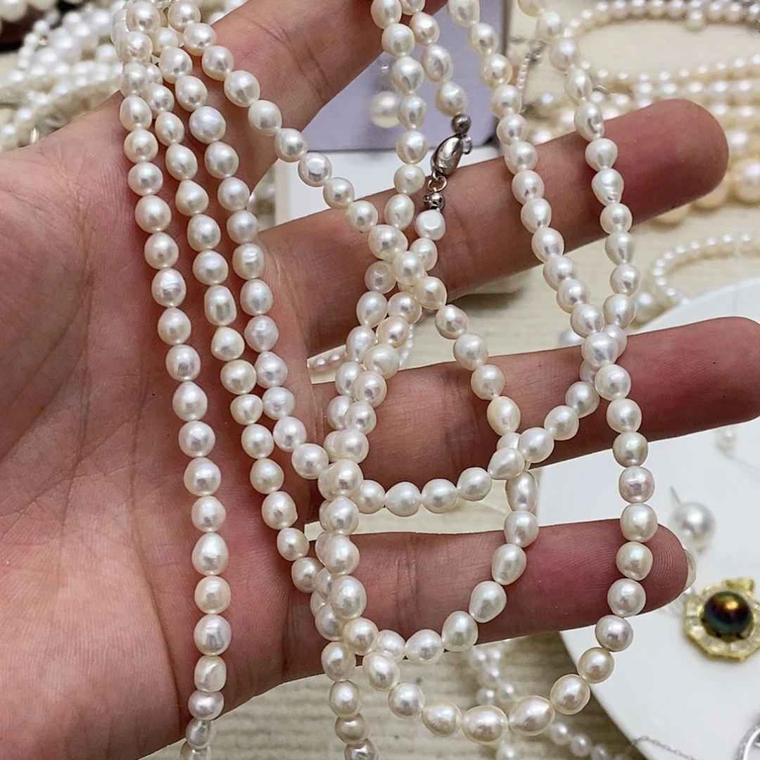 毛衣链银S925镶嵌淡水珍珠