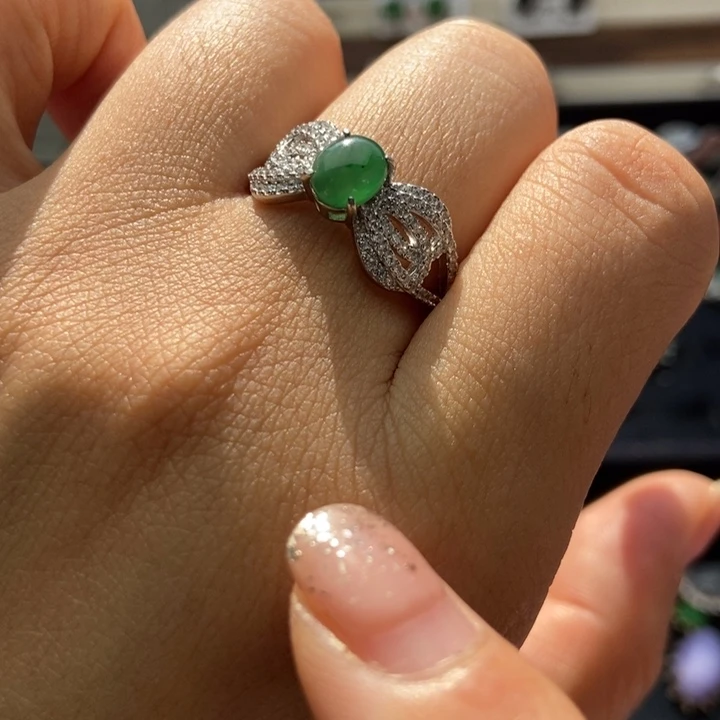 翡翠戒指银S925镶嵌戒指