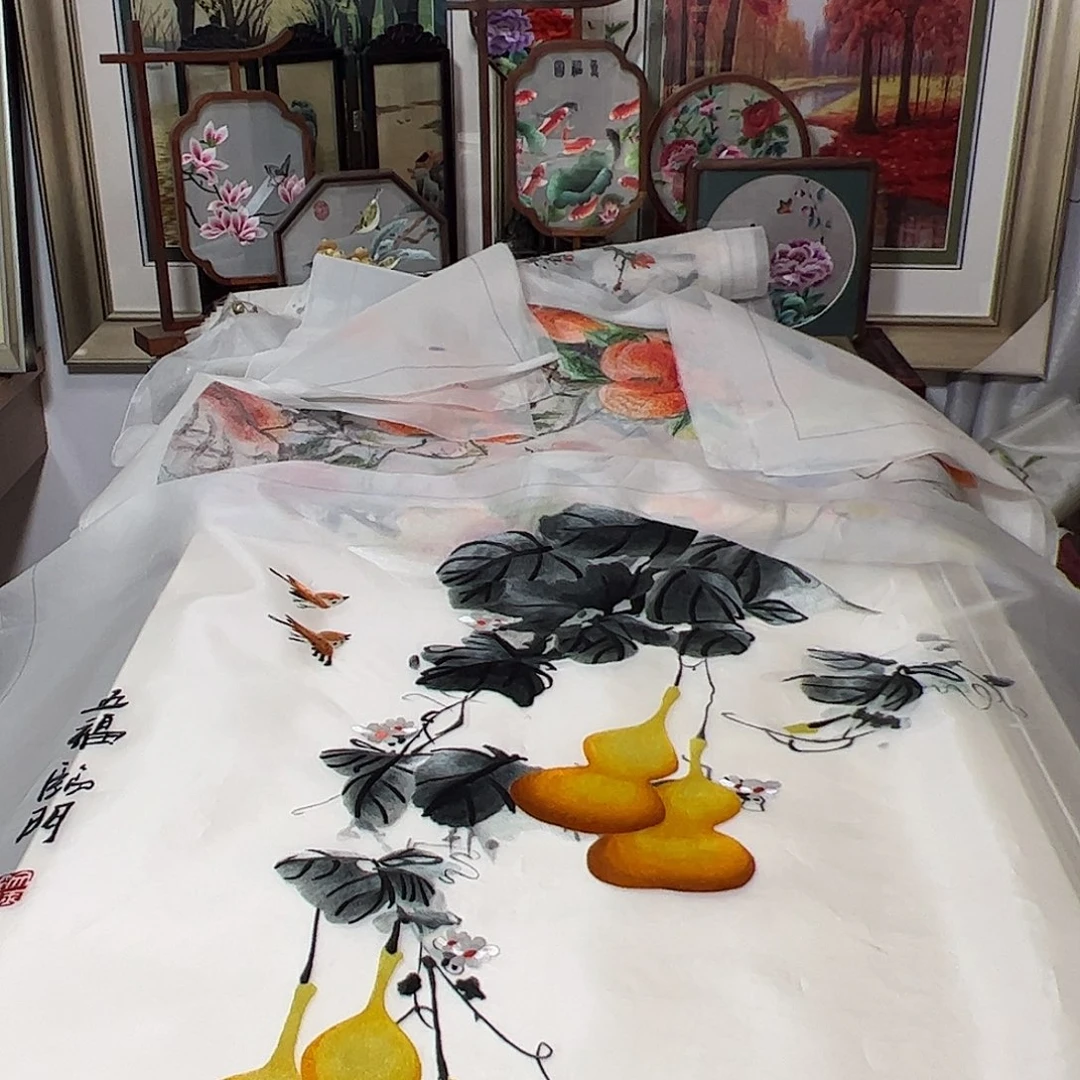 花***月刺绣纯手工刺绣画