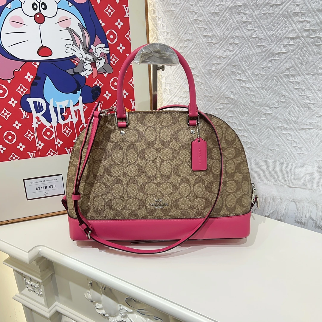 95新 COACH/蔻驰 coach蔻驰老花贝壳单肩斜挎包a7417