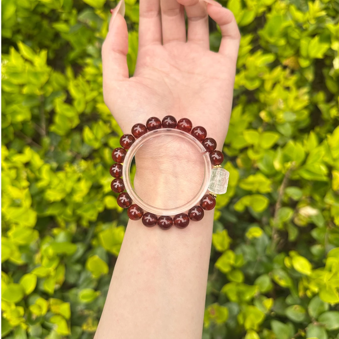 拍3件【榴璃籽】石榴石白水桶珠气质手串手链 多样性发