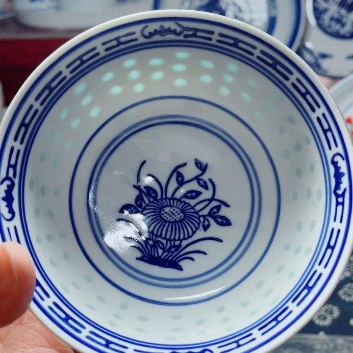 青花玲珑5寸饭碗兰花