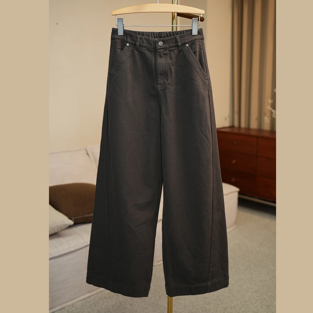 【馨悦】高腰长裤加绒直筒阔腿裤牛仔裤百搭裤子 F018-KC514