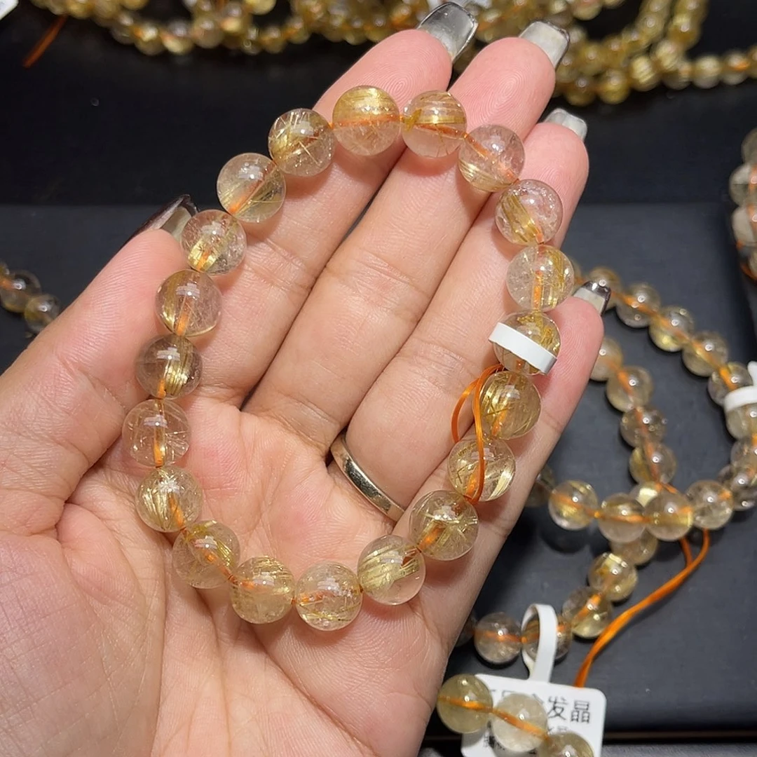 心***海发晶手链未镶嵌金发晶10+