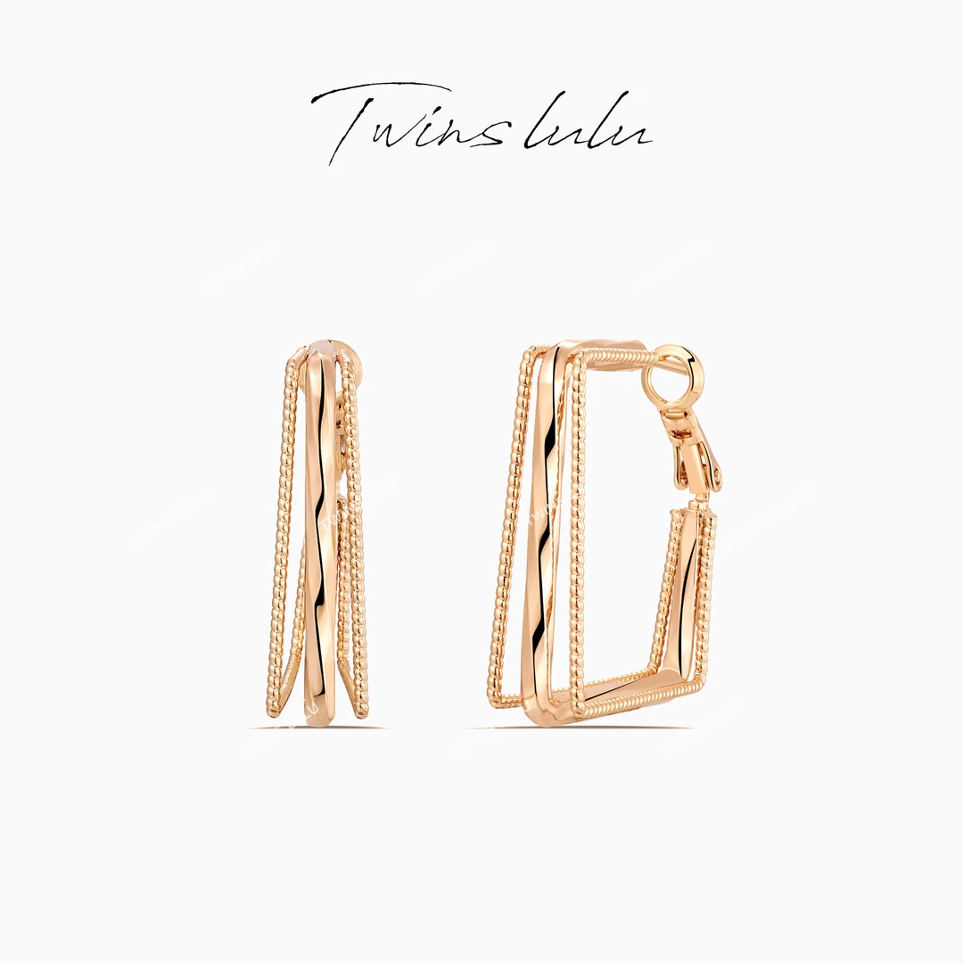 铜合金耳饰 TWINS LULU 镀k金 简约百搭时尚几何耳环TSL1913