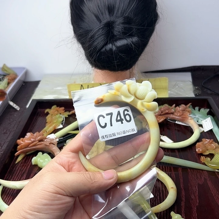 蛇纹石玉发饰合金筱*儿