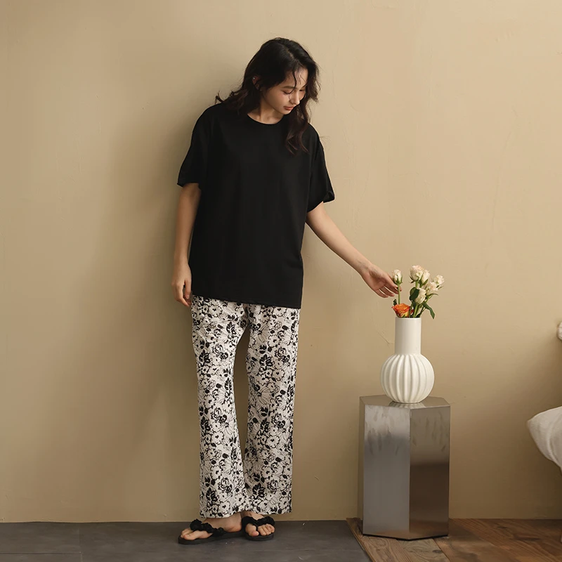 【美家臣】睡衣女夏季莫代尔薄款短袖长裤新款春秋凉感家居服套装