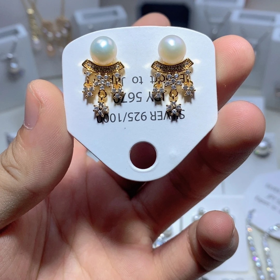 淡水珍珠耳饰银S925镶嵌