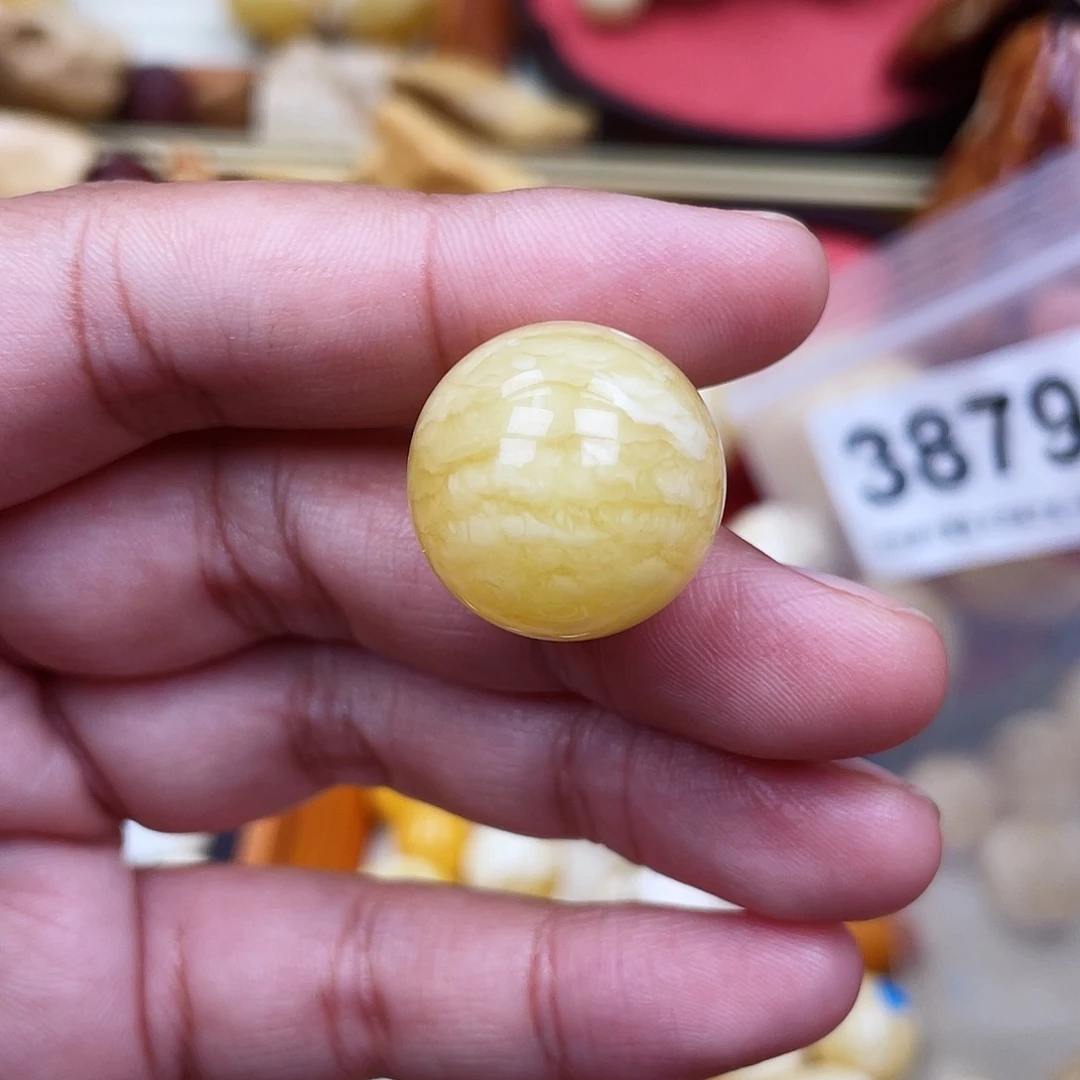 蜜蜡未镶嵌珠宝奇石一颗粉20虎皮
