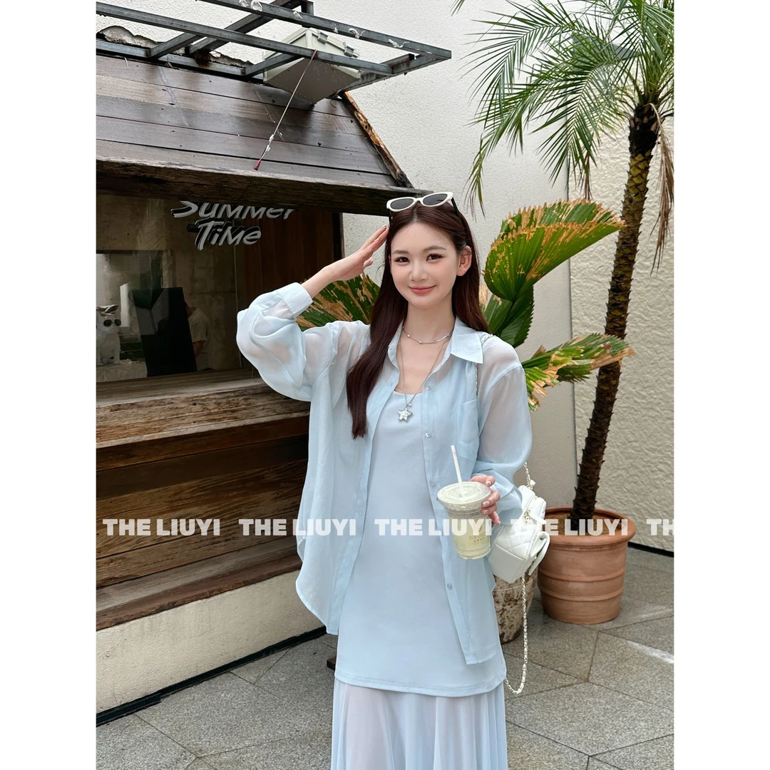 【LIUYI】薄雾衬衫~夏季显瘦轻薄透气衬衫外套56025
