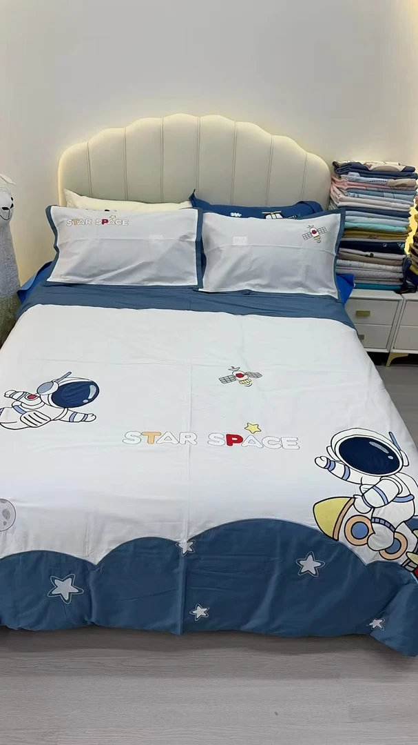 （纯棉长绒棉孤品福利款）四件套三件套可爱女孩绣花印花