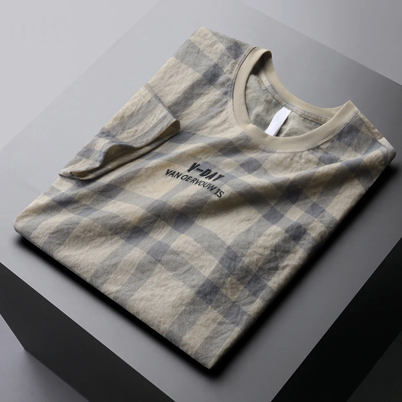 潮流印花仿棉麻短袖恤男士夏季薄款圆领上衣刺绣半袖体恤休闲T恤M