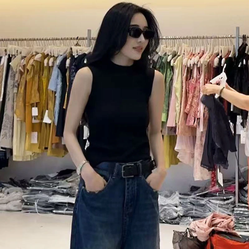 黑色工字背心女夏外穿2025新款ins超火吊带内搭打底衫无袖上衣女