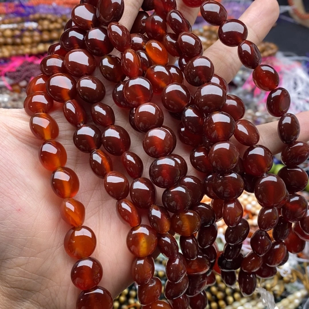 未镶嵌玛瑙/玉髓珠宝半成品一条天然8×12红玛瑙圆饼