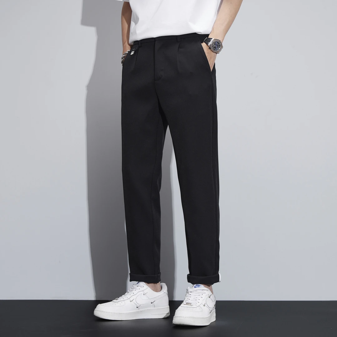 大白鲨2025春夏新款休闲裤男士薄款显高直筒宽松锥形舒适小西裤男