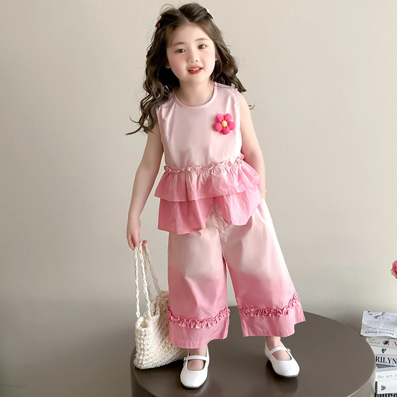 女童花朵渐变套装2025新款儿童夏装韩版洋气女宝宝夏季时髦两件套