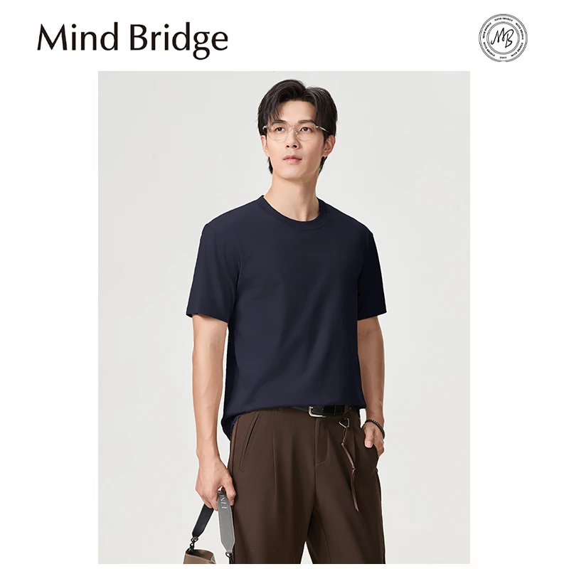 Mind Bridge2025夏季新款男士纯色基础款简约百搭圆领短袖T恤MA0X
